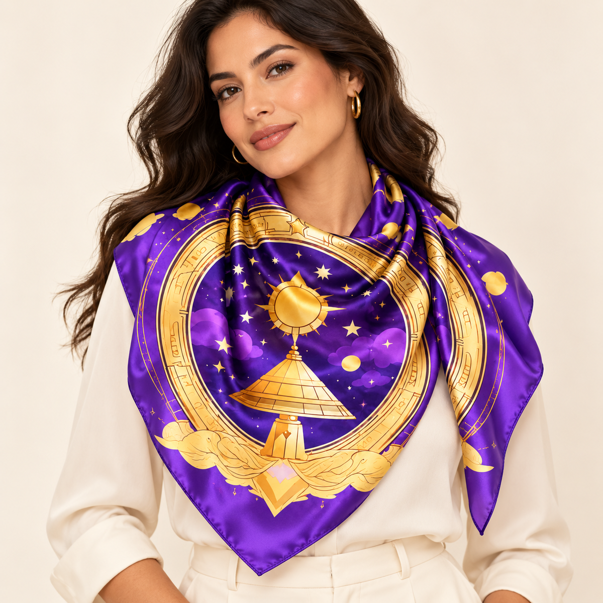 Limited Edition Celestial Silk Scarf | Purple & Gold