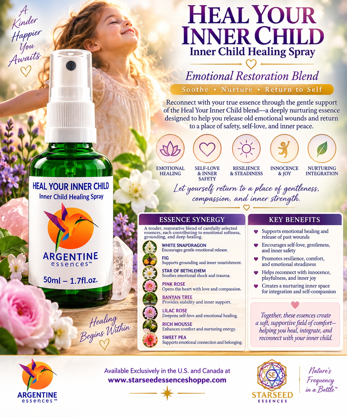 Heal Your Inner Child | Emotional Support Spray | Argentine Essences