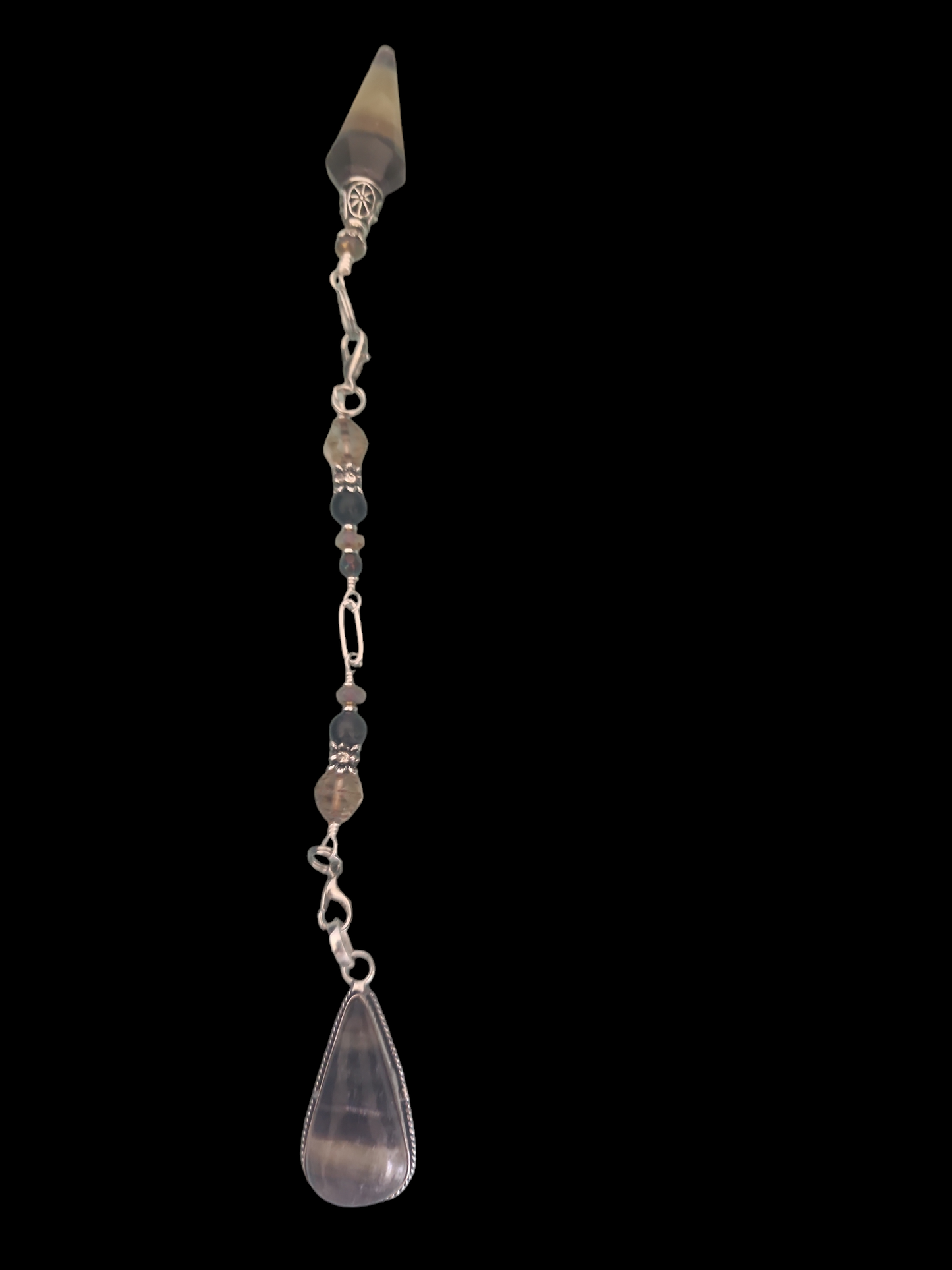 Multi Fluorite and Czech Glass - Wearable Pendulum