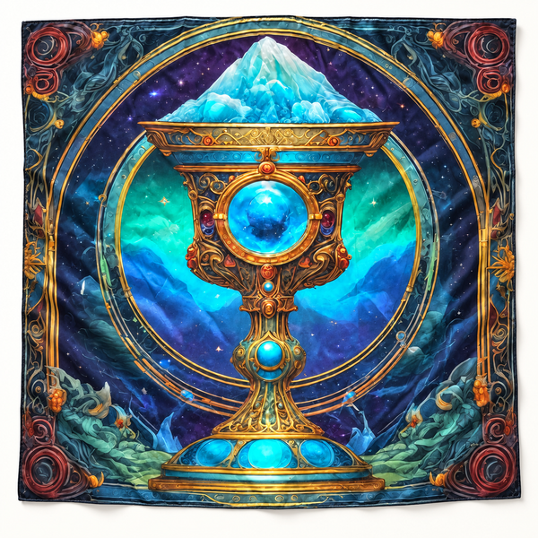 Holy Grail Silk Scarf | Turquoise, Blue & Gold