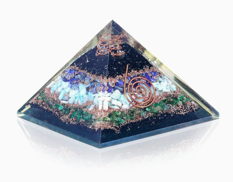 Black Tourmaline Lapis Amazonite Green Jade Orgonite Pyramid