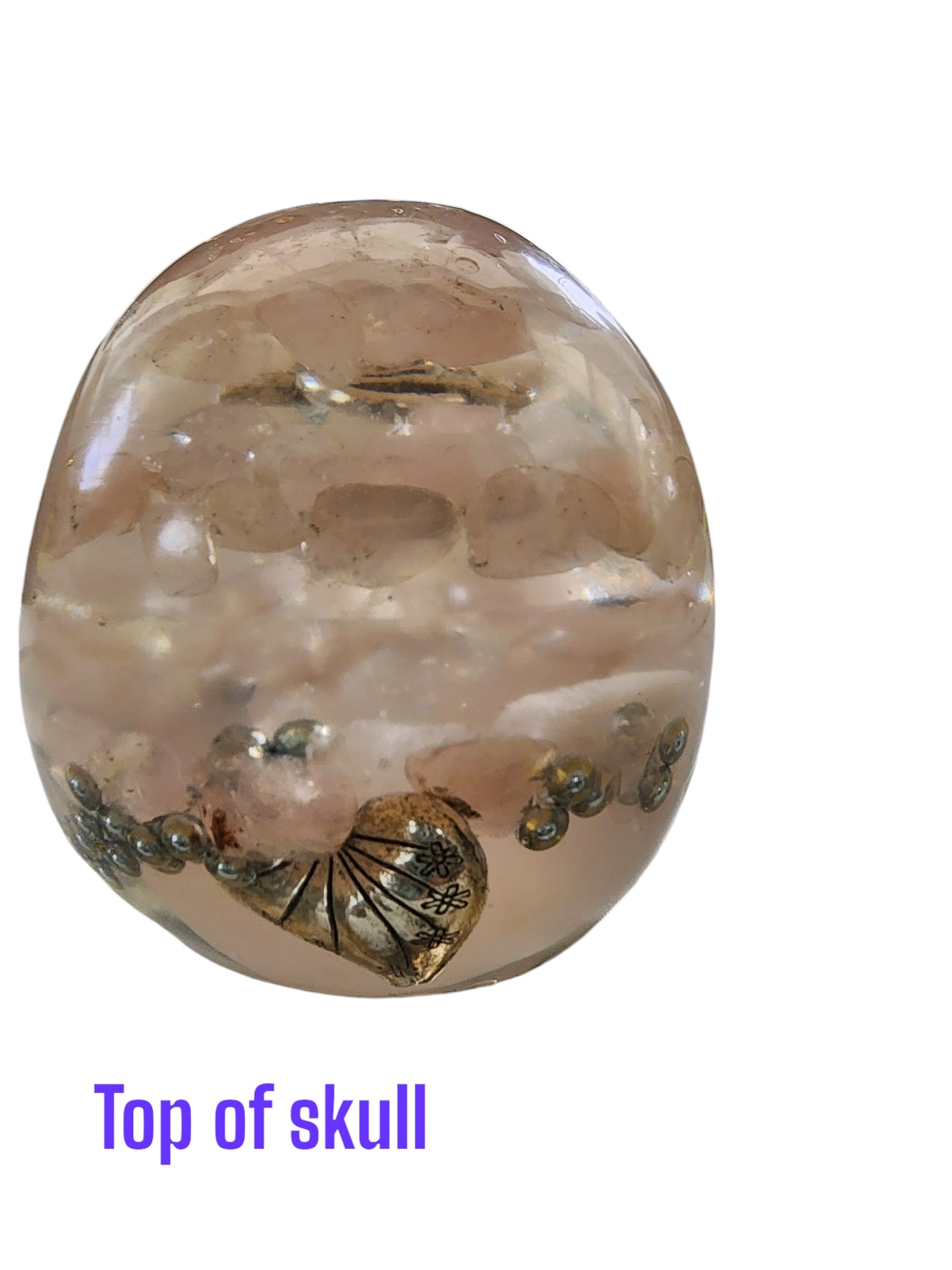 " Hope " Pink Ribbon of Breast cancer Pink Quartz orgonite Skull