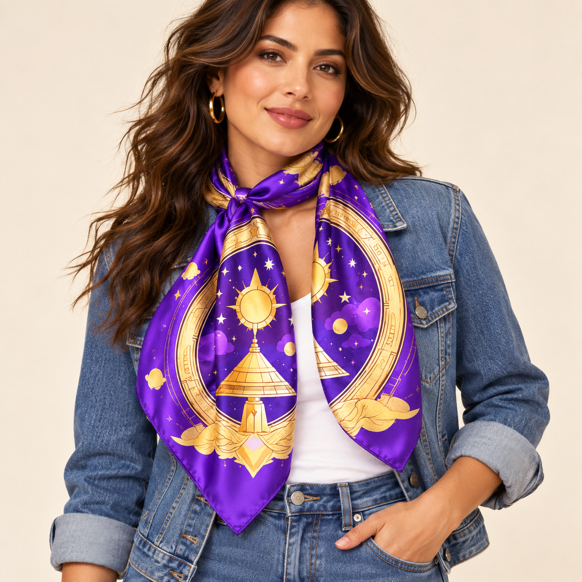 Limited Edition Celestial Silk Scarf | Purple & Gold