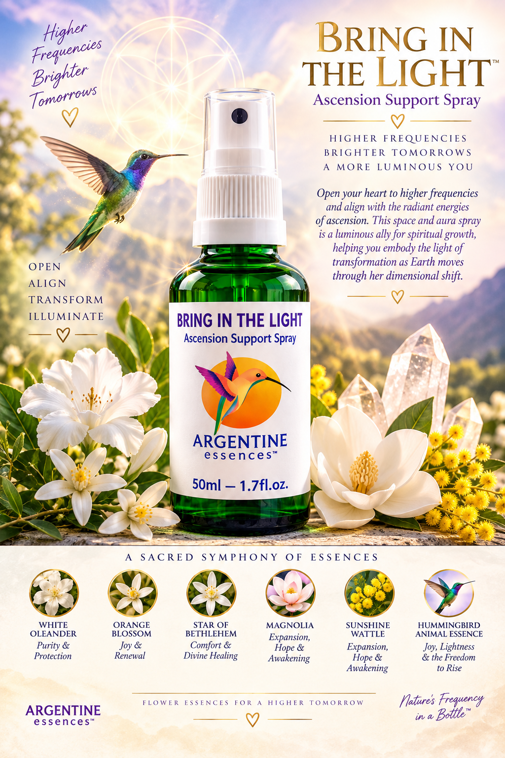 " Bring in the Light "  Ascension Support Spray | Argentine Essences