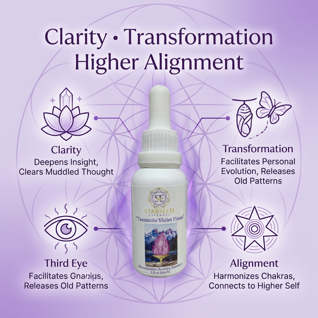 Tanzanite Violet Flame Andara Essence, Monatomic Crystal Elixir, Spiritual Transformation Remedy