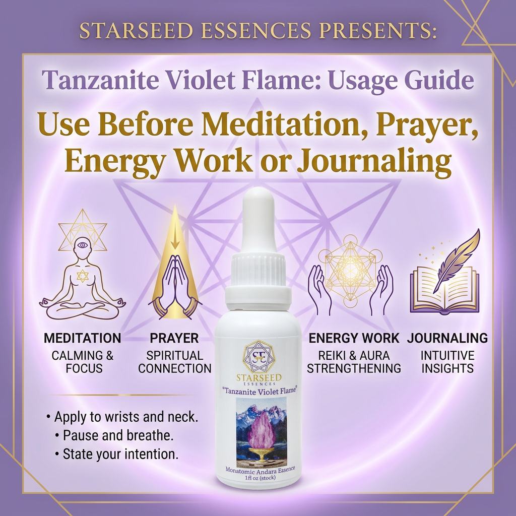 Tanzanite Violet Flame Andara Essence, Monatomic Crystal Elixir, Spiritual Transformation Remedy