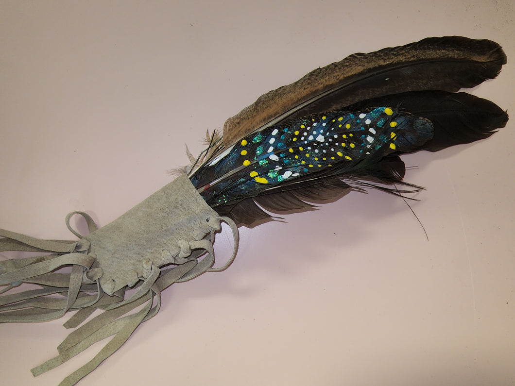 Rainbow Warrior Cherokee Indian Feather Sage fan